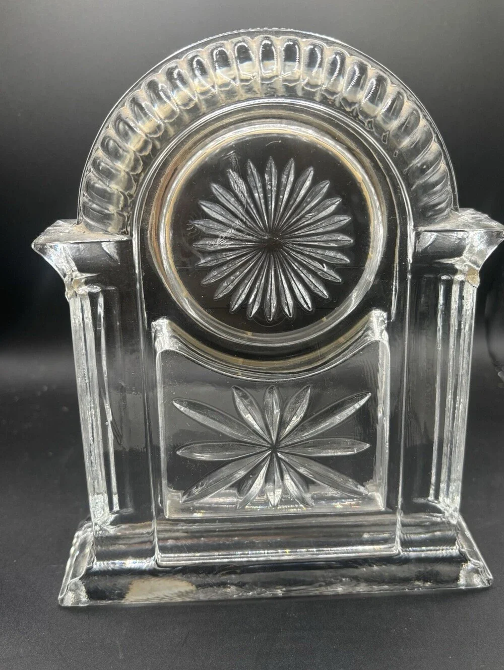Vintage STERLING & NOBLE 24% Lead CRYSTAL Glass MANTLE CLOCK Works 7